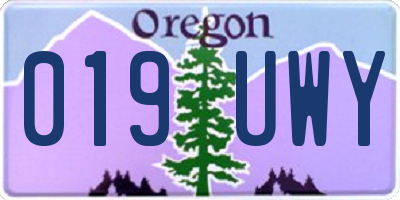 OR license plate 019UWY