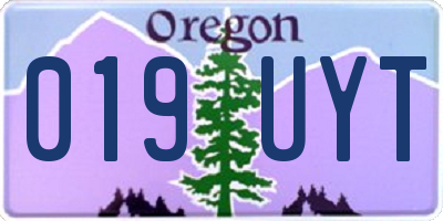 OR license plate 019UYT