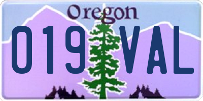 OR license plate 019VAL