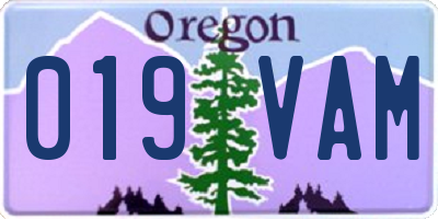 OR license plate 019VAM