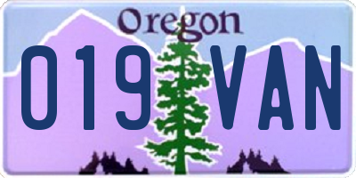 OR license plate 019VAN