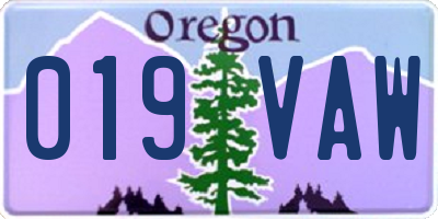 OR license plate 019VAW