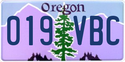 OR license plate 019VBC