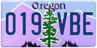 OR license plate 019VBE