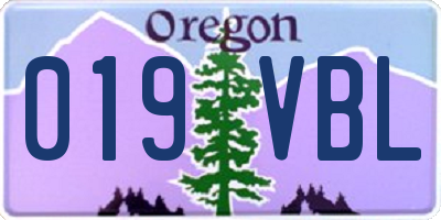 OR license plate 019VBL