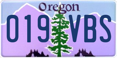 OR license plate 019VBS