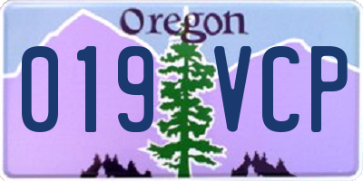 OR license plate 019VCP