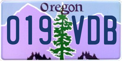 OR license plate 019VDB