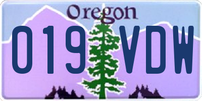 OR license plate 019VDW