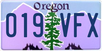 OR license plate 019VFX