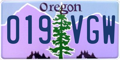 OR license plate 019VGW