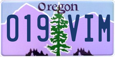 OR license plate 019VIM