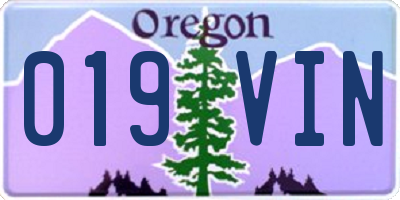 OR license plate 019VIN