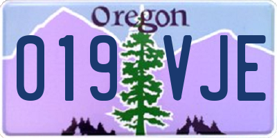 OR license plate 019VJE