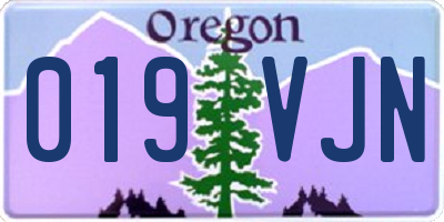 OR license plate 019VJN