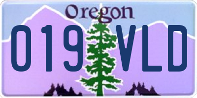 OR license plate 019VLD