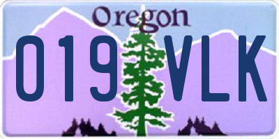 OR license plate 019VLK