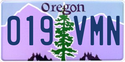 OR license plate 019VMN
