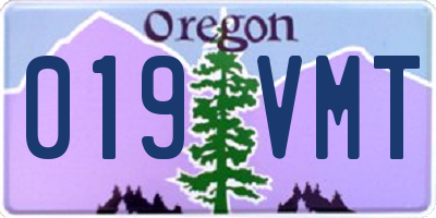 OR license plate 019VMT