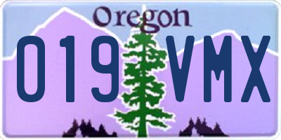 OR license plate 019VMX