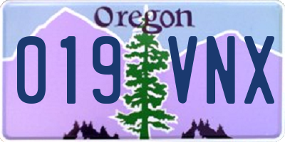OR license plate 019VNX