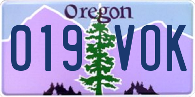 OR license plate 019VOK