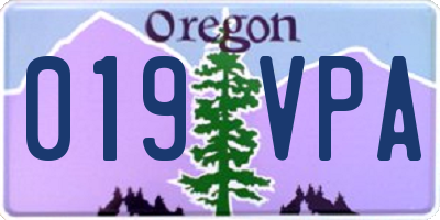 OR license plate 019VPA
