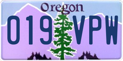 OR license plate 019VPW