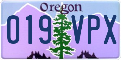 OR license plate 019VPX