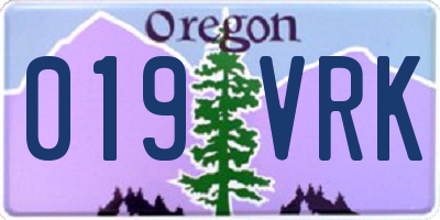 OR license plate 019VRK