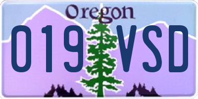 OR license plate 019VSD