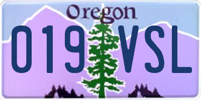 OR license plate 019VSL