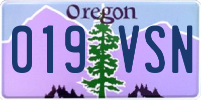 OR license plate 019VSN