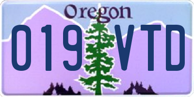 OR license plate 019VTD