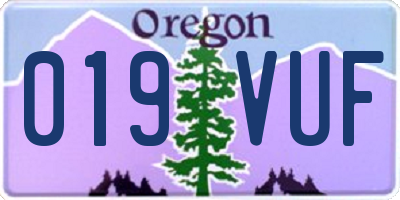 OR license plate 019VUF