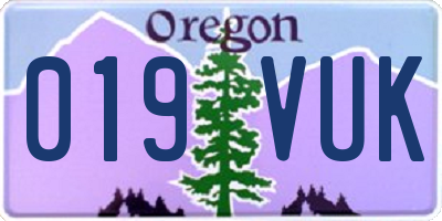 OR license plate 019VUK