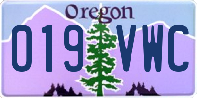 OR license plate 019VWC