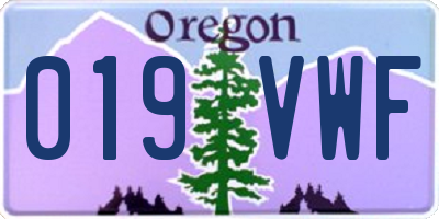 OR license plate 019VWF