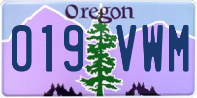 OR license plate 019VWM