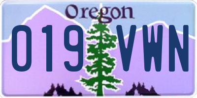 OR license plate 019VWN