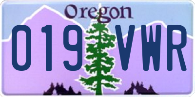 OR license plate 019VWR