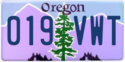 OR license plate 019VWT