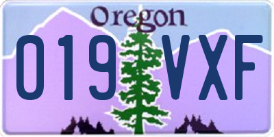 OR license plate 019VXF