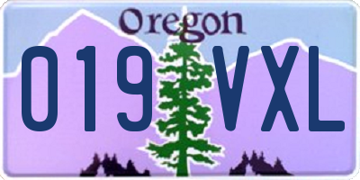 OR license plate 019VXL