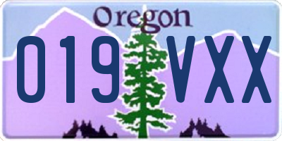 OR license plate 019VXX