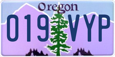OR license plate 019VYP