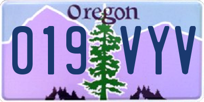 OR license plate 019VYV