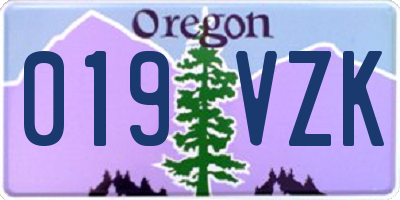 OR license plate 019VZK