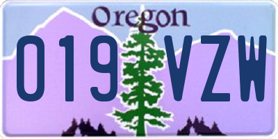 OR license plate 019VZW