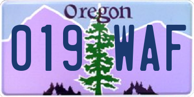OR license plate 019WAF